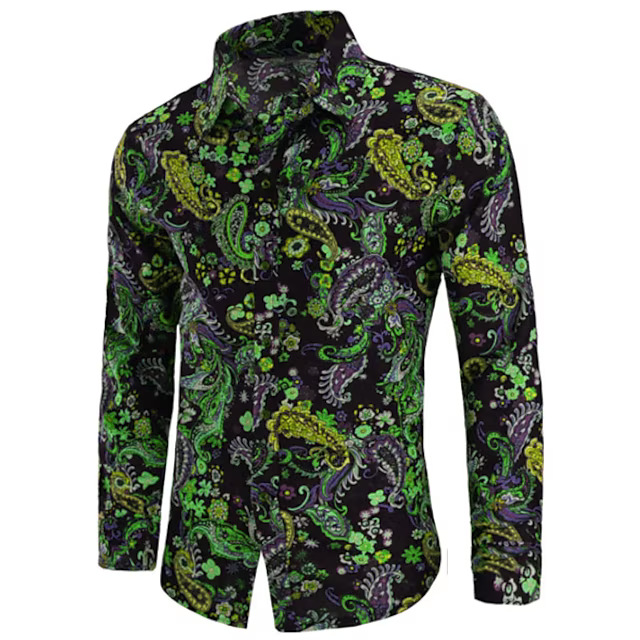 Camisa de manga larga de la moda de los hombres del nuevo estilo del comercio exterior, camisa de la flor del club nocturno, camisa de los hombres