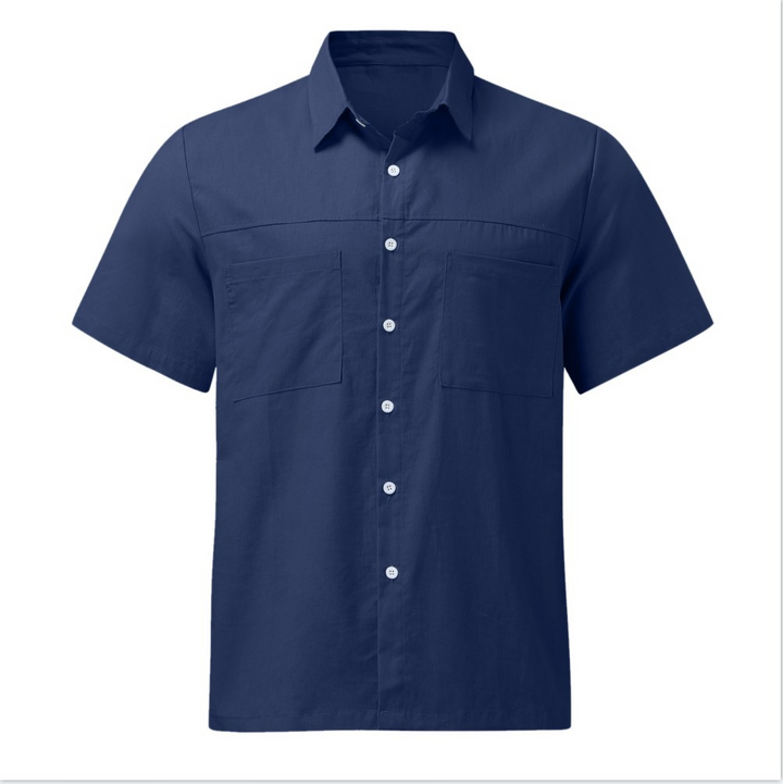 Camisas casuales de manga corta transpirables de color sólido 100% algodón para hombre
