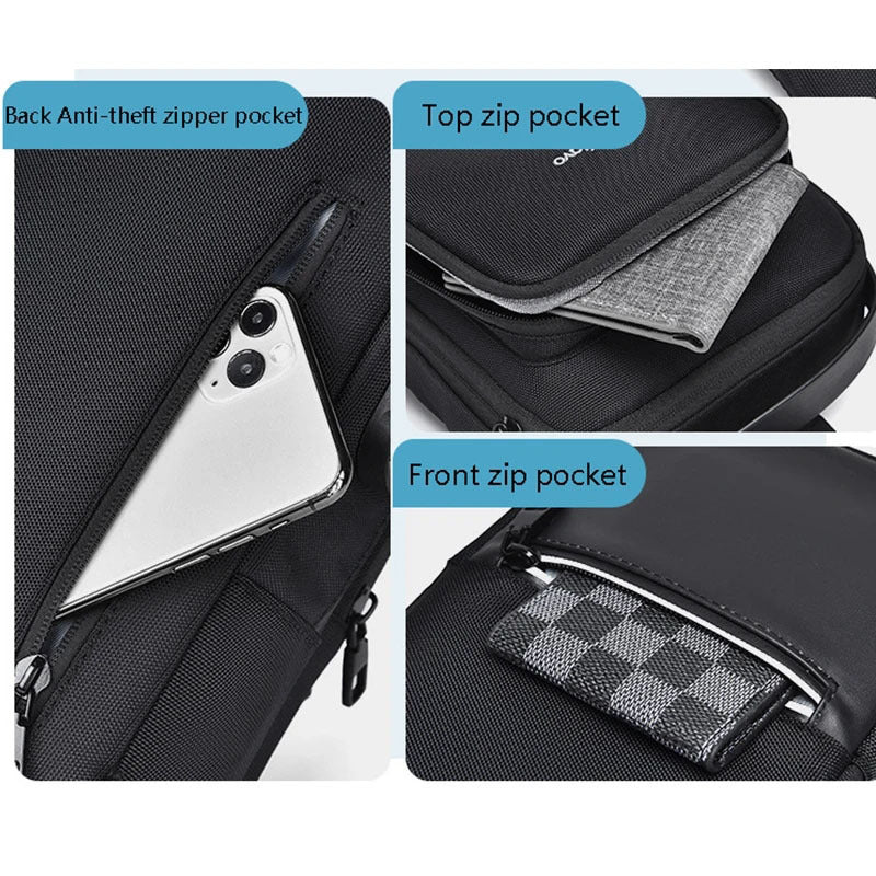 men's oxford cloth crossbody bag, view 4 - MRSLM