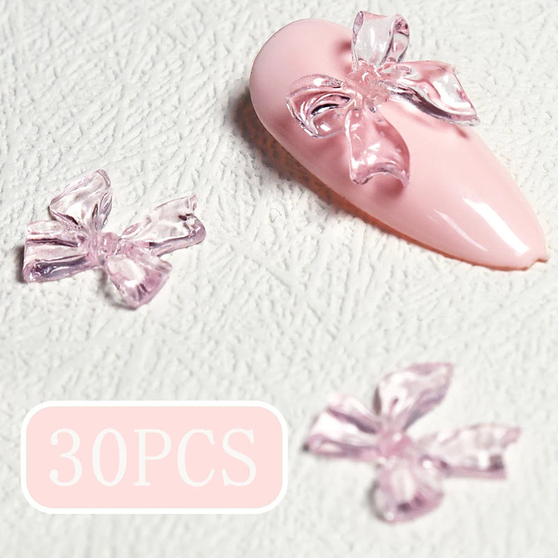 candy pink bow nail charms, view 10 - MRSLM