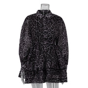 chiffon leopard print dress, view 5 - MRSLM