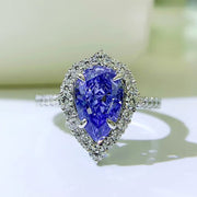 tanzanite blue high carbon diamond silver ring, view 2 - MRSLM
