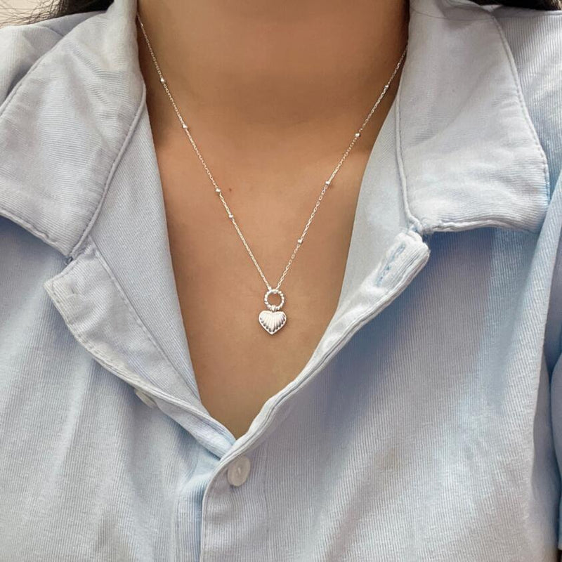 S925 silver geometric heart clavicle chain, view 8 - MRSLM