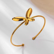 Butterfly cuff bracelet, gold stainless steel, view 5 - MRSLM