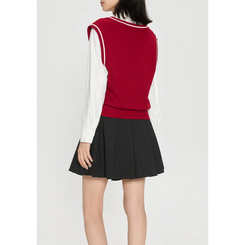 retro embroidered knitted vest, view 5 - MRSLM