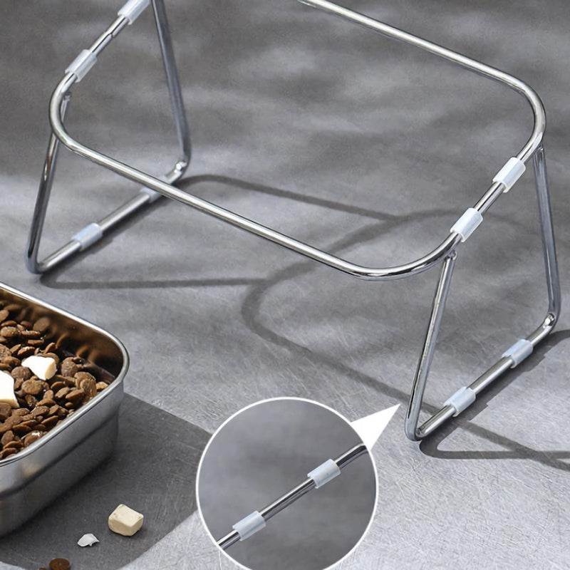 stainless steel elevated pet food bowl, view 8 - MRSLM