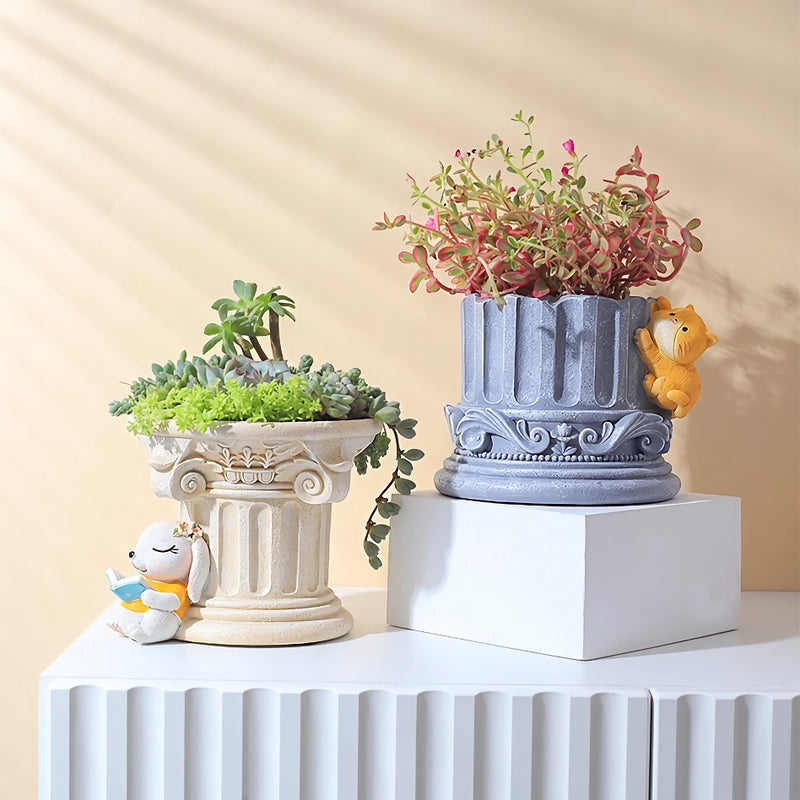 roman pillar cartoon animal planter, view 7 - MRSLM