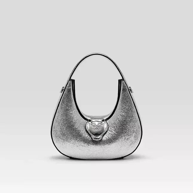 cat-themed half-moon handbag, view 7 - MRSLM