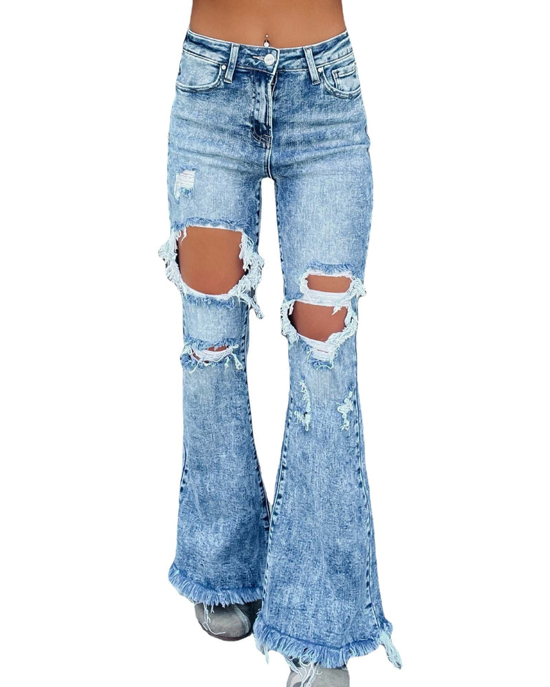 hole raw hem jeans, view 10 - MRSLM