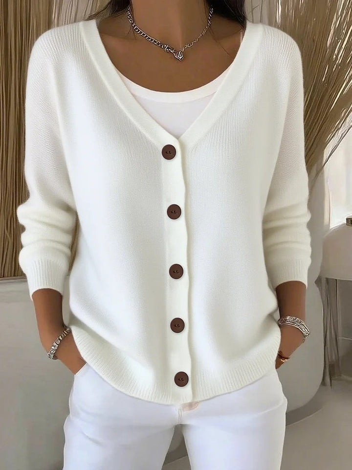 Women's Clothes Solid Color Knitted Button Cardigan Sweater