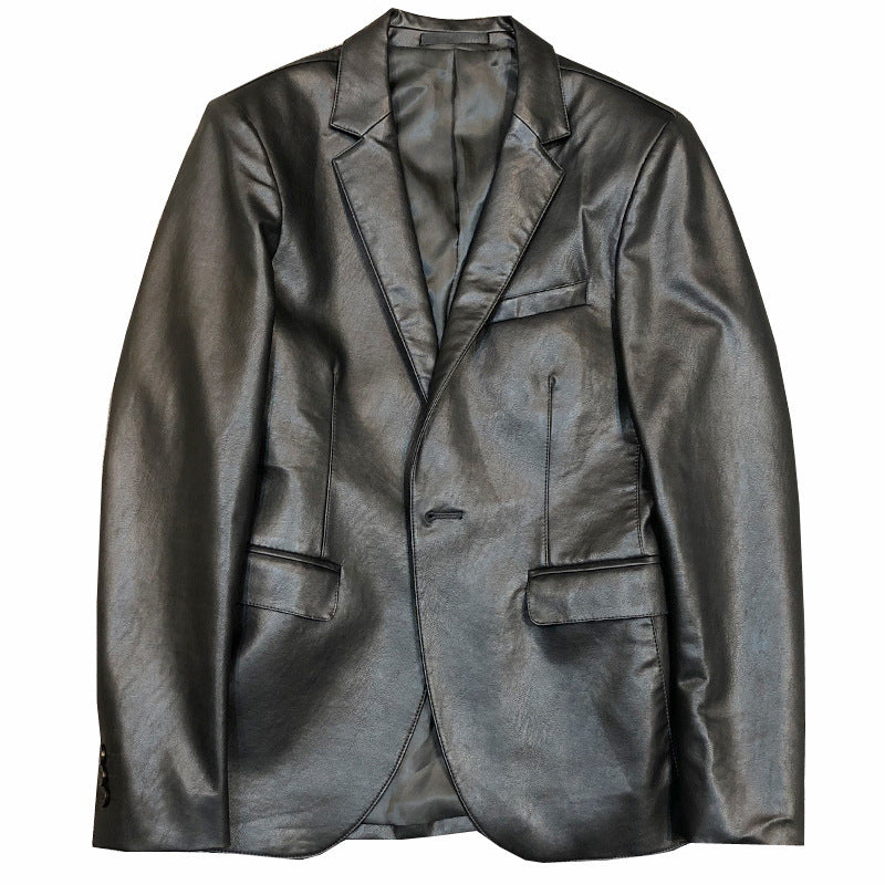 men's slim PU leather jacket, view 5 - MRSLM