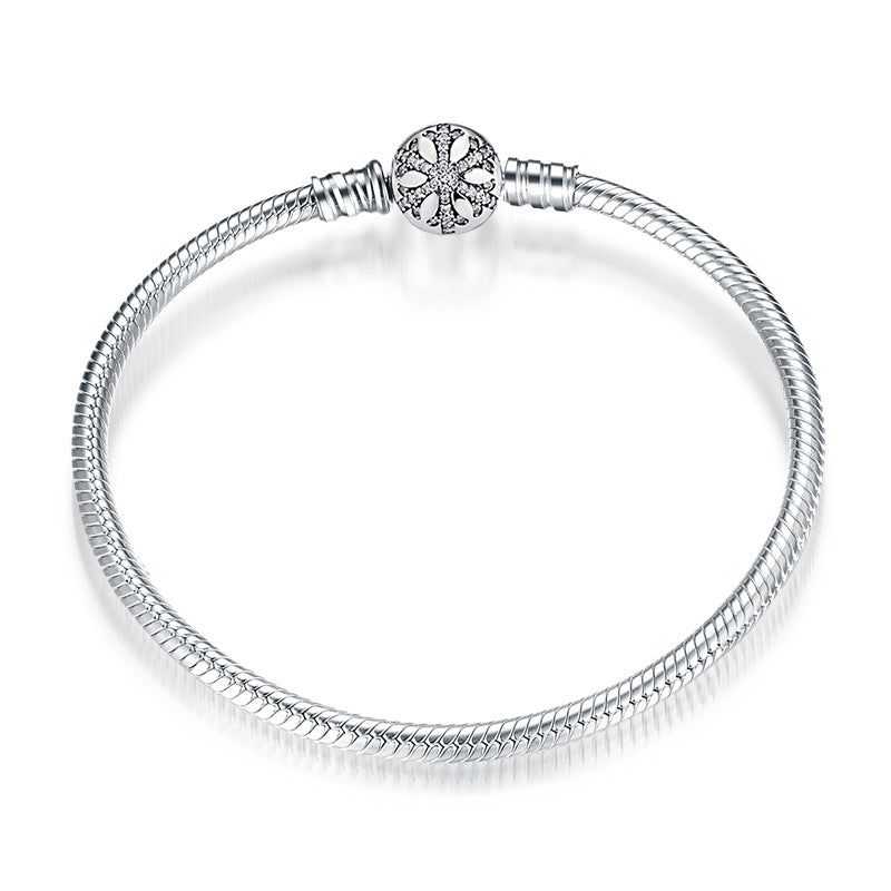 s925 silver snake bone chain bracelet, view 3 - MRSLM