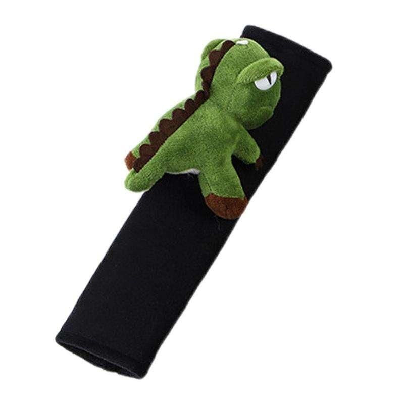 Green Dinosaur Plush Car Seat Belt Cover for Comfort & Style