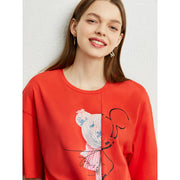 women's stretch printed drop sleeve tee, view 5 - MRSLM