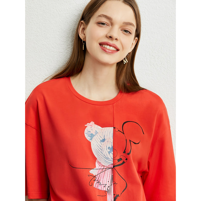 women's stretch printed drop sleeve tee, view 5 - MRSLM