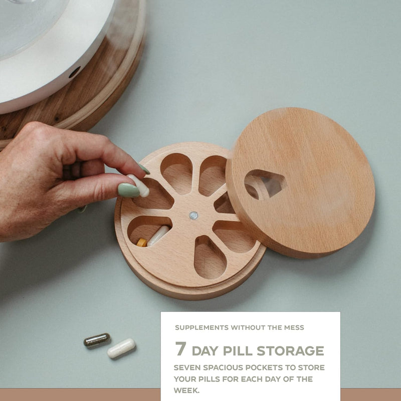 Wooden weekly pill organizer, view 2 - MRSLM