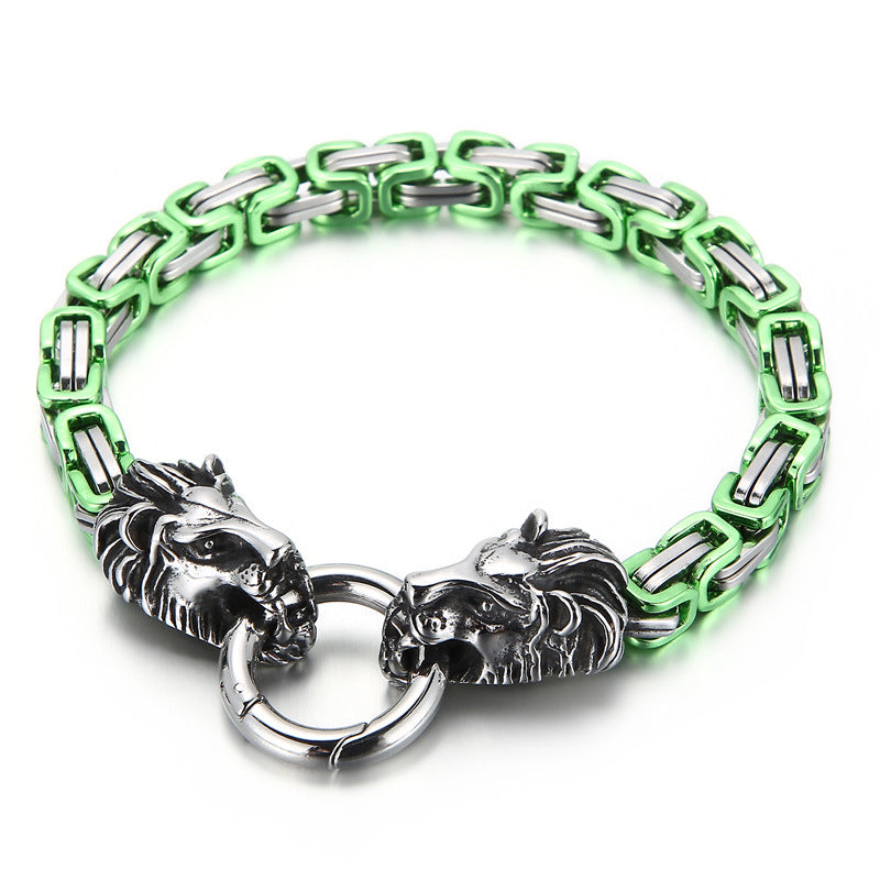 Domineering Lion Head King Chain Titanium Steel Men's Bracelet