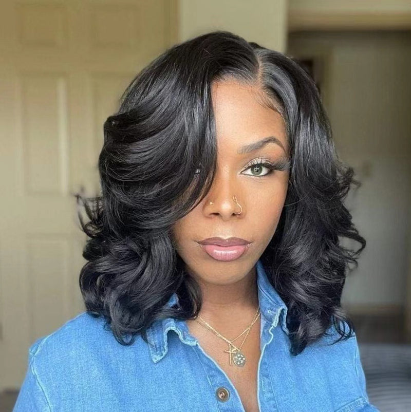 women's short straight wig with side bangs, view 7 - MRSLM