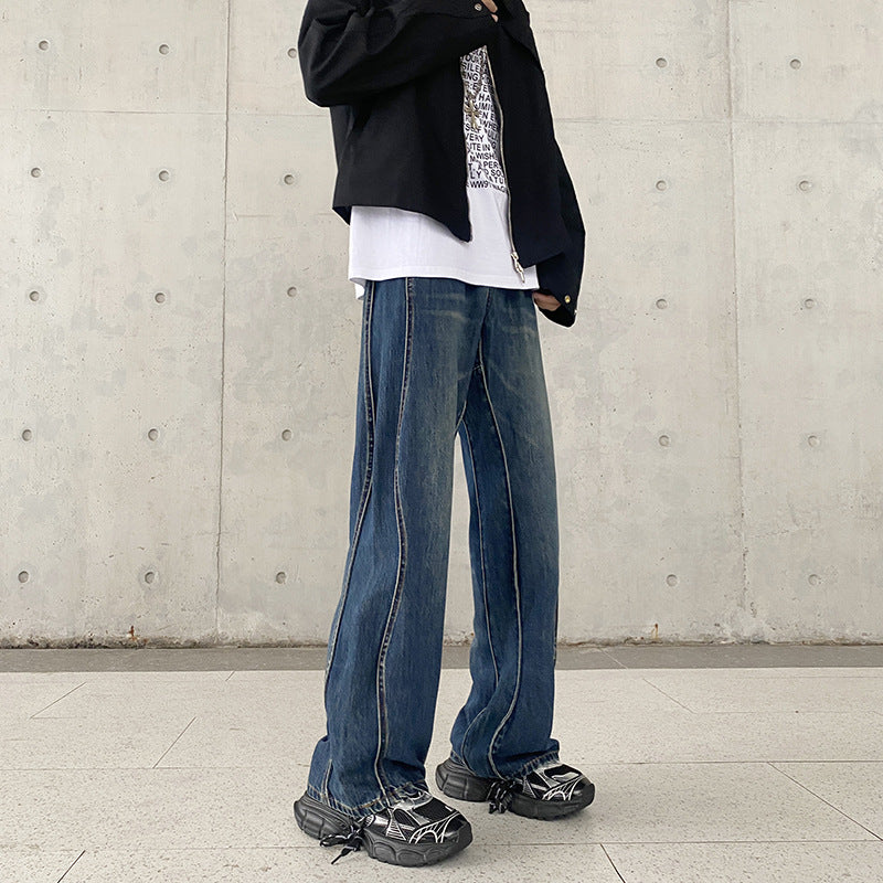 loose straight washed jeans, view 2 - MRSLM