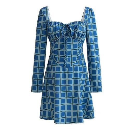 tartan backless mini dress, view 3 - MRSLM
