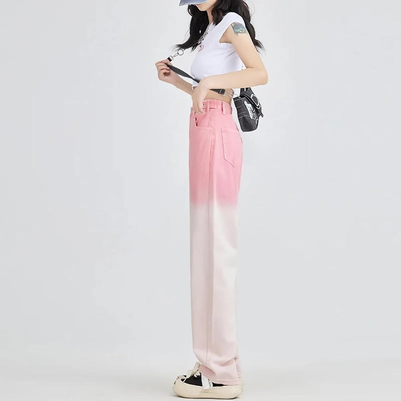 pink gradient wide leg jeans, view 6 - MRSLM
