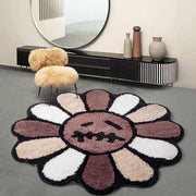 retro rainbow smiling face tufted rug - MRSLM