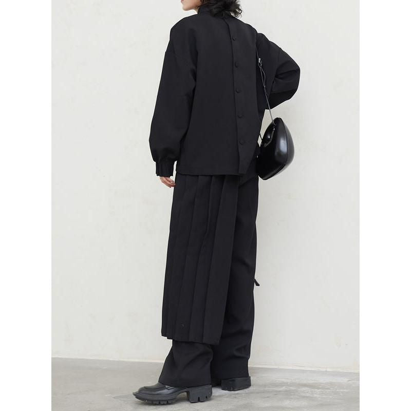 pleated sweatshirt wide leg pants set, view 7 - MRSLM