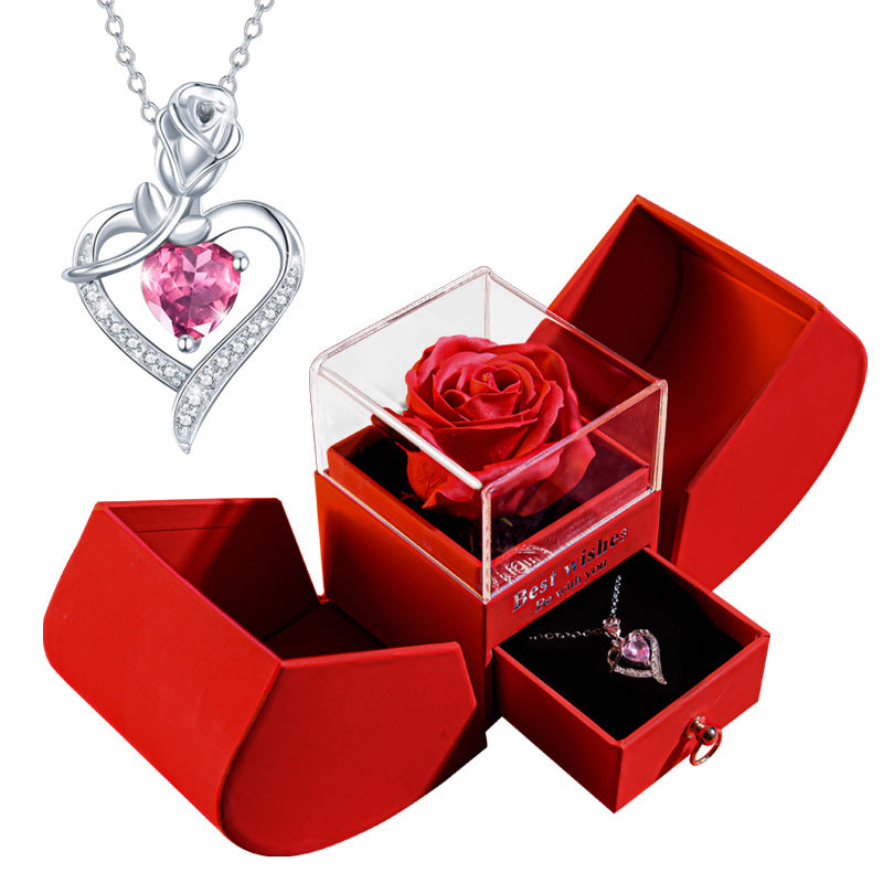 Preserved rose apple gift box with necklace, view 2 - MRSLM