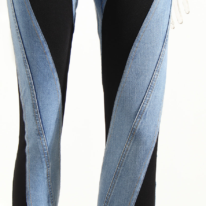 patchwork casual denim pants, view 4 - MRSLM