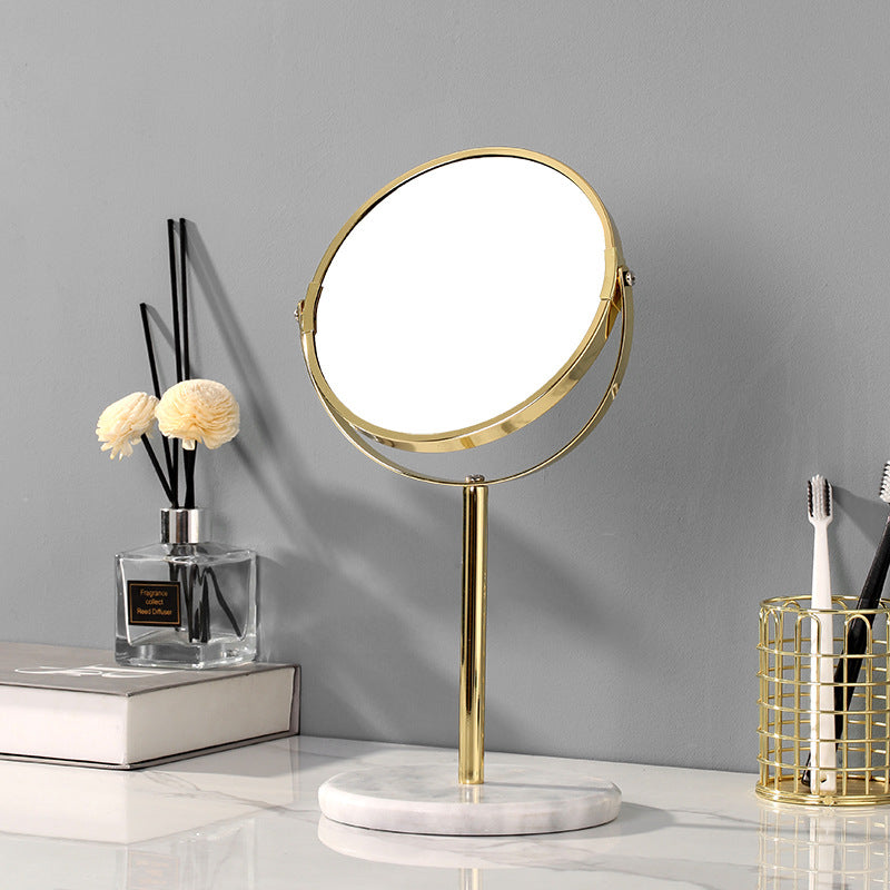 natural marble 360 rotating makeup vanity mirror, view 2 - MRSLM