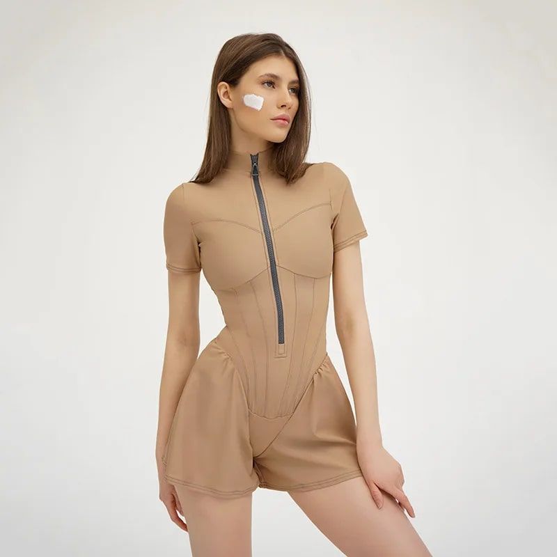 bodycon playsuit short sleeve romper - MRSLM
