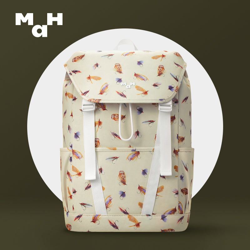 striped commuter travel backpack, view 2 - MRSLM