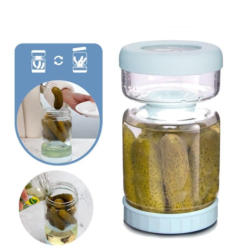 2-in-1 glass kimchi and pickle jar with strainer - MRSLM