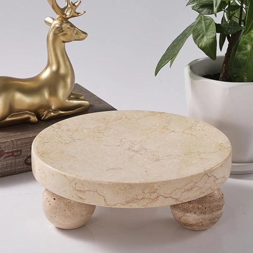 travertine sphere ball stand and tray - MRSLM