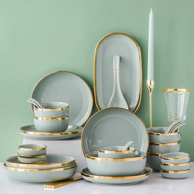 nordic bone china plate set, view 6 - MRSLM