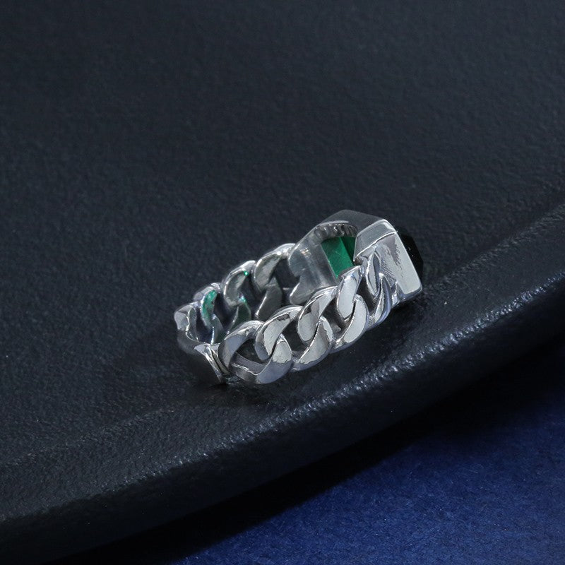925 silver green zircon emerald ring, view 6 - MRSLM