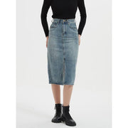 high waist denim skirt, view 7 - MRSLM