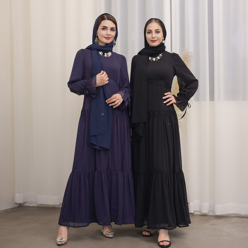 lace long sleeve maxi dress, view 2 - MRSLM