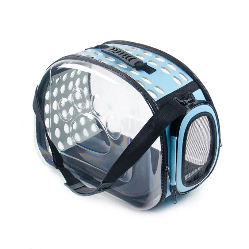 transparent foldable cat carrier bag, view 4 - MRSLM