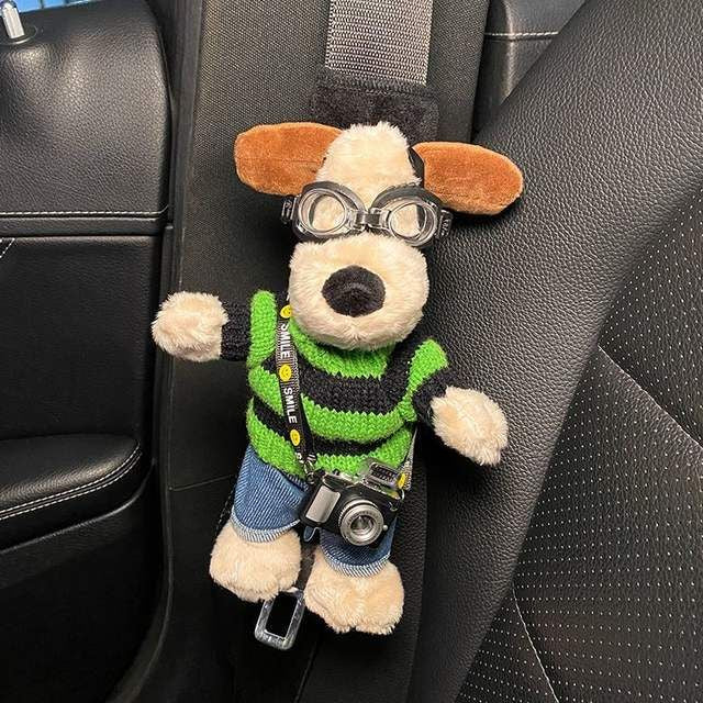 Cartoon Dog Plush Car Seat Belt Shoulder Protector