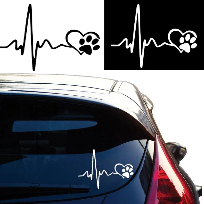 cute ecg heart and paw car decal, view 4 - MRSLM