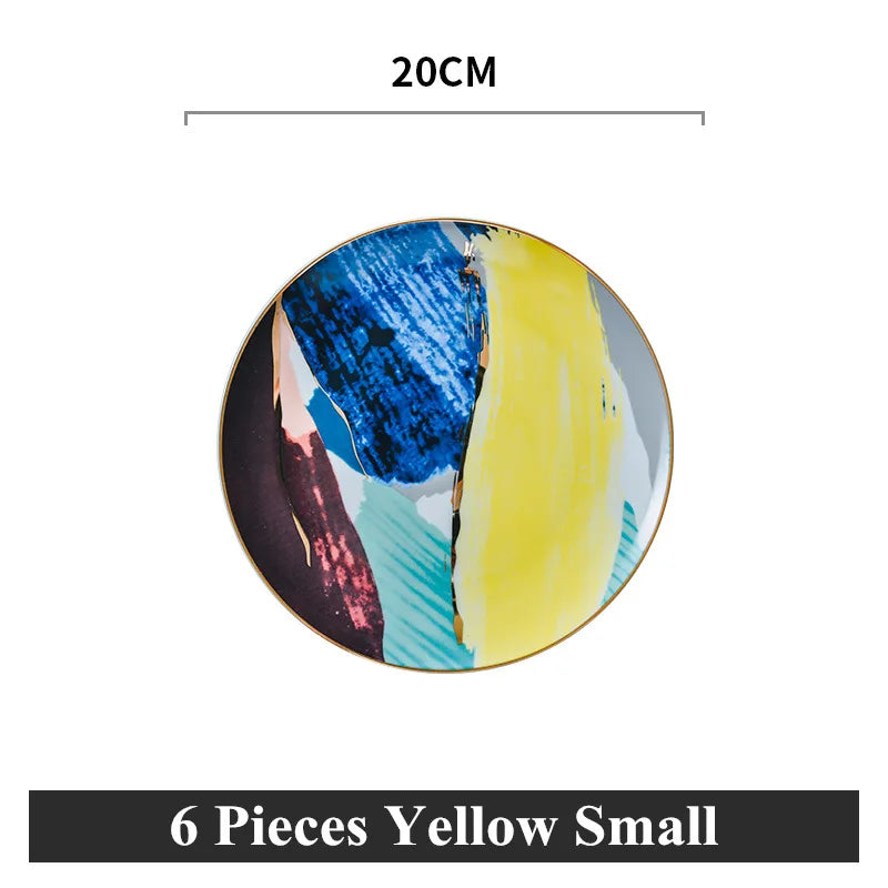 colorful cloud ceramic dinnerware set with gold inlay, view 4 - MRSLM