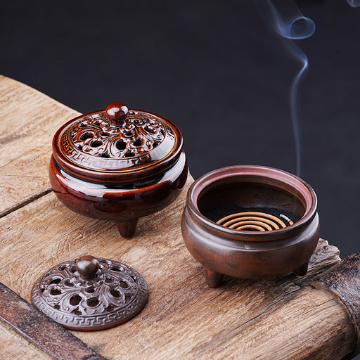 lotus three-legged ceramic incense burner - MRSLM