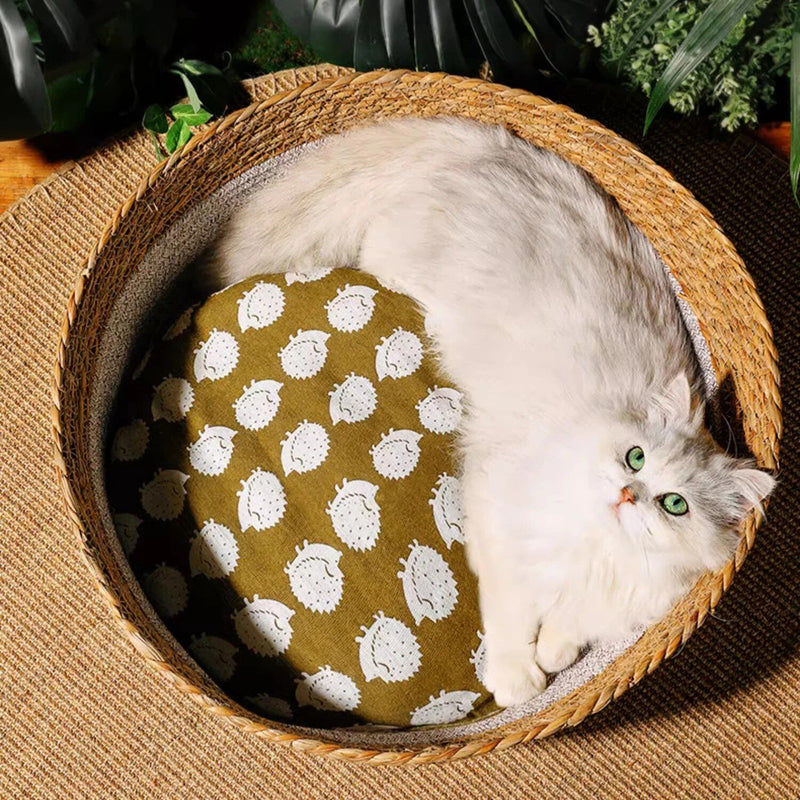 handwoven rattan cat bed, view 4 - MRSLM