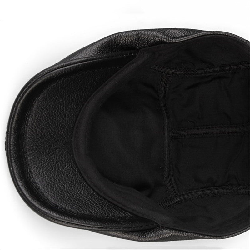 men's cowhide leather hat black, view 2 - MRSLM