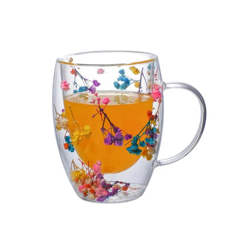 double wall glass tea mug with handle, view 2 - MRSLM