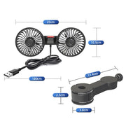 dual head usb car fan with 360 rotation, view 5 - MRSLM