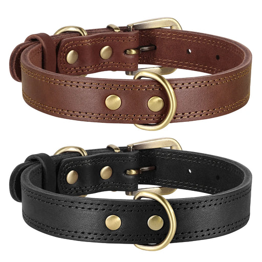 adjustable real leather dog collar - MRSLM
