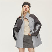 striped lantern sleeve bomber jacket, view 4 - MRSLM