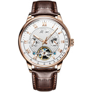 men's hollow automatic leather watch, view 4 - MRSLM